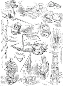 Henry Stanley Prints: Sketches at the Stanley and African Exhibition, 1890. Creator: Frederick George Kitton