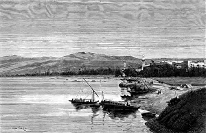 Dhow Prints: Sketches of Upper Egypt: Assouan, from the south, 1883. Creator: Charles Barbant