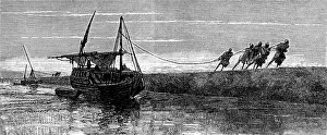 Pulling Prints: Sketches of Upper Egypt: towing on the Nile, 1883. Creator: Unknown