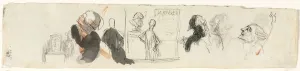 Pen And Black Ink Prints: Sketches of Various Figures, third quarter 19th century. Creator: Honore Daumier (French