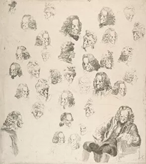 Denon Dominique Vivant Gallery: Sketches of Voltaire at Age Eighty-One, 1775. Creator: Vivant Denon