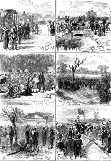 Picnic Prints: Sketches at the Volunteer Sham-Fight on Easter Monday, 1874. Creator: Unknown