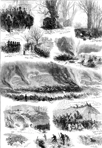 Easter Prints: Sketches at the Volunteer Sham-Fight on Easter Monday, 1874. Creator: Unknown
