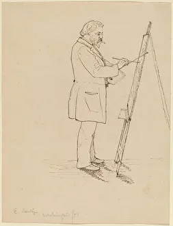 Sketching Prints: Sketching - Emanuel Leutze, 1858. Creator: John Quincy Adams Ward