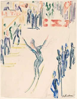 Kirchner Ernst Prints: Ski Jumper, c. 1936. Creator: Ernst Kirchner