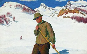 Rocky Landscape Prints: Skier, 1899. Creator: Giacometti, Giovanni (1868-1933)