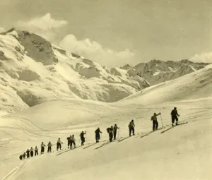 Skiing lesson, Arlberg, Austria, c1935. Creator: Unknown