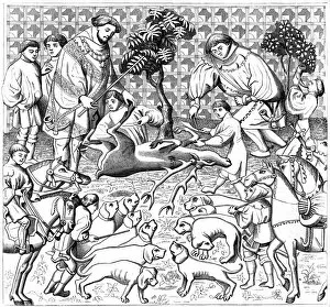 How to skin a stag, 15th century, (1849)