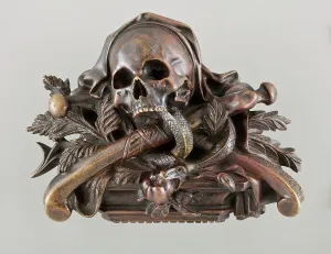 Skull And Crossbones Prints: Skull and Crossbones with Serpent and Apple (image 1 of 2), c.1850?. Creator: Unknown
