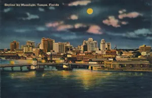 Tampa Gallery: Skyline by Moonlight, Tampa, Florida, c1940s