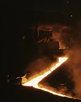 Iron Collection: Slag run-off from one of the open hearth furnaces... Republic Steel Corp. Youngstown, Ohio, 1941
