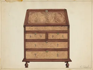 Drawer Prints: Slant-Top Desk, c. 1953. Creator: Nicholas Gorid