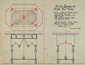 Cherrywood Prints: Slate-top Table, c. 1940. Creator: M. Rosenshield-von-Paulin