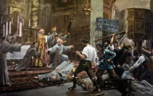 Images Dated 26th July 2013: Slaughter of the friars of San Francisco el Grande accused of poisoning public waters