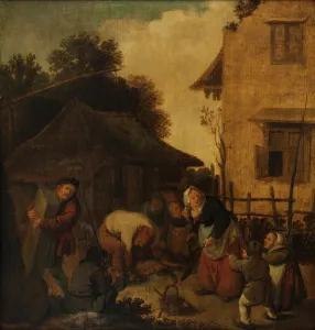 Backyard Prints: The Slaughter of the Pig in November, 1650-1675. Creator: Jan Miense Molenaer