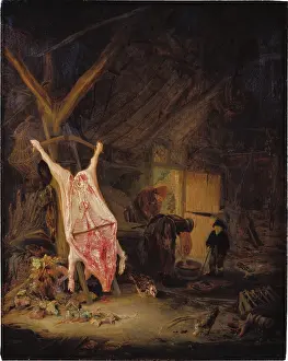 Carcass Prints: Slaughtered Pig in a Barn, 1643. Creator: Adriaen van Ostade