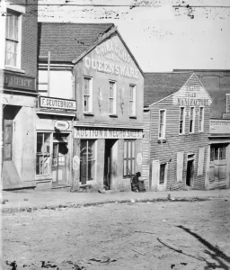 Discrimination Prints: Slave auction shop, Atlanta, Georgia, USA, c1860-62