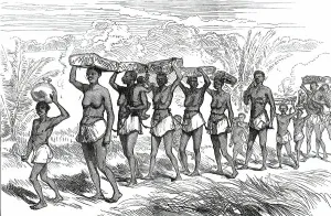 Enslaved People Prints: Slave Gang passing along the edge of the Lushivi Marsh...1876. Creator: Unknown