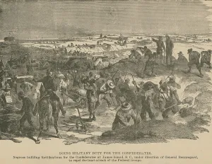 Exploitation Prints: Slaves building Confederate Army fortifications at James Island