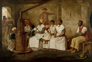 Slaves Prints: Slaves waiting for sale, Richmond, Virginia, 1861. Creator: Crowe, Eyre (1824-1910)