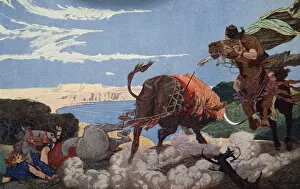Donald Alexander Mackenzie Collection: The slaying of the bull of Ishtar, 1915. Artist: Ernest Wellcousins