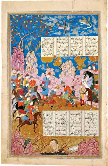 Ferdowsi Prints: The Slaying of Siyawush (Manuscript illumination from the epic Shahname by Ferdowsi)