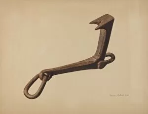 Watercolour And Graphite On Paperboard Collection: Sled Starting Hook, 1940. Creator: Herman O. Stroh