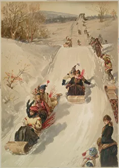 Customs Prints: The sledding, c.1880. Creator: Sandham, Henry (1842-1910)