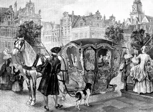 P Naumann Prints: A Sledge-Coach in Old-World Amsterdam, 1898. Creator: P Naumann
