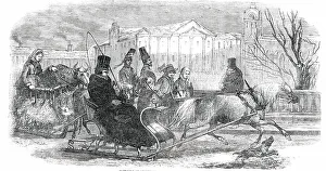 Sledging Prints: Sledging in Stockholm - from an original drawing, 1850. Creator: Unknown