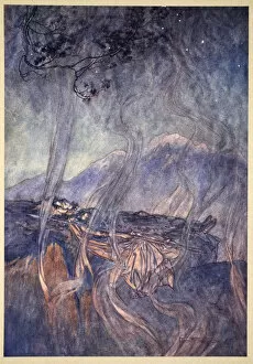 Commanding Collection: The sleep of Brunnhilde, 1910. Artist: Arthur Rackham
