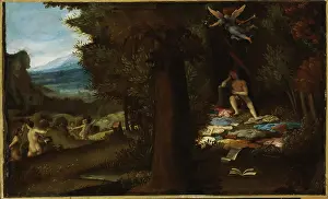 Lotto Prints: The Sleeping Apollo with the Fleeing Muses and Fame Soaring Away