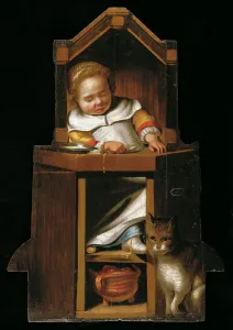 High Chair Prints: Sleeping baby in highchair. Artist: Verspronck, Johannes Cornelisz. (1600 / 3-1662)