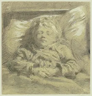 Asleep Prints: Sleeping child, 1853. Creator: Angilbert Gobel