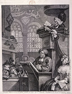 Clerk Gallery: The sleeping congregation, 1762. Artist: William Hogarth
