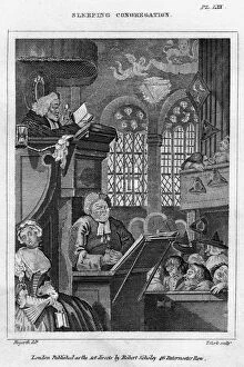 Sleeping Congregation, 18th century.Artist: Thomas Clerk