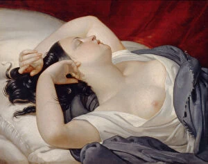 Bedroom Scene Gallery: Sleeping Italian Woman, 1840s. Artist: Pluchart, Eugene (1809-1880)