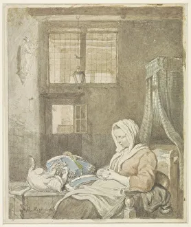 Cottage Industry Prints: The sleeping lace worker, 1795-1873. Creator: Ignatius van Regemorter