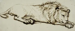 Brown Wash Prints: Sleeping lion. Creator: Rembrandt Harmensz van Rijn