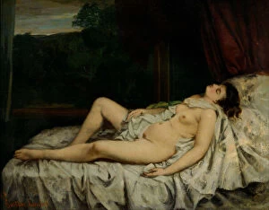 Boduir Collection: Sleeping Nude. Artist: Courbet, Gustave (1819-1877)