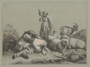 Sleeping Peasant and Standing Spinner, 1763. Creator: Francesco Londonio Sleeping Peasant and Standing Spinner, 1763. Creator: Francesco Londonio