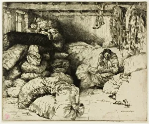 Rags Prints: The Sleeping Rag Vendor, 1901. Creator: Donald Shaw MacLaughlan