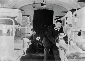 Sleeping room in Kaiserin's Hospital Train, between c1914 and c1915. Creator: Bain News Service