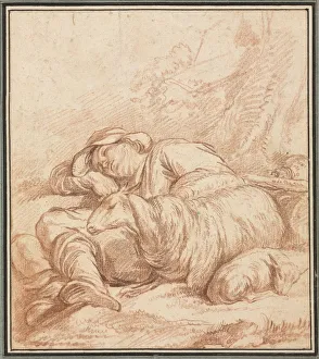A Sleeping Shepherd, 1700s-1800s. Creator: Pierre Alexandre Wille (French, 1748-1837)
