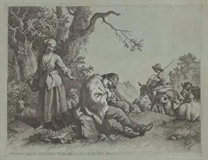 Francesco Londonio Prints: Sleeping Shepherd Boy and Woman with a Child, 1759 / 1782. Creator: Francesco Londonio