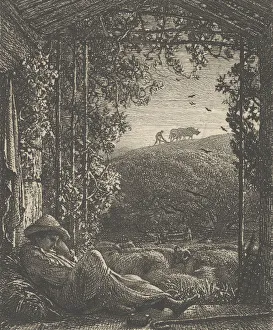 Arbour Prints: The Sleeping Shepherd; Early Morning, 1857. Creator: Samuel Palmer