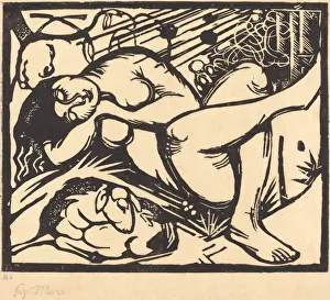 Franz Marc Prints: Sleeping Shepherdess (Schlafende Hirtin), 1912. Creator: Franz Marc