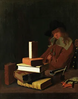 Text Book Prints: The Sleeping Student, 1663. Creator: Constantyn Verhout