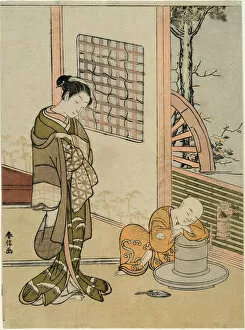 The Sleeping Tea-Boy (parody of Hokaso), c. 1767. Creator: Suzuki Harunobu