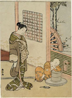 The Sleeping Tea-Boy (parody of Hokaso), c. 1767. Creator: Suzuki Harunobu